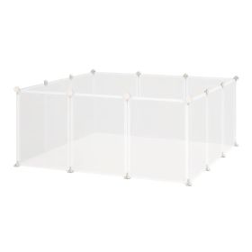 Small Animal Cage Plastic Chinchilla Cage 12 Panels for Bunny Chinchilla Guinea Pig, 18" x 14", White