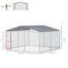Outdoor Dog Kennel Galvanized Steel Fence with Cover Secure Lock Mesh Sidewalls for Backyard 13' x 13' x 7.5'