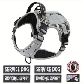 Hiphoppet US Local Tactical Service Dog Harness Vest Adjustable Reflective No Pulling Large Dog Harness With Metal Buckle (Option: GrayCamo-M)