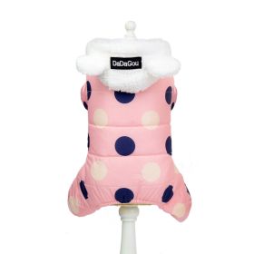 Warm big polka dot four-leg cotton coat (Option: Pink-S)