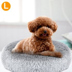 Pet Dog Bed Soft Warm Fleece Puppy Cat Bed Dog Cozy Nest Sofa Bed Cushion (Option: Grey)