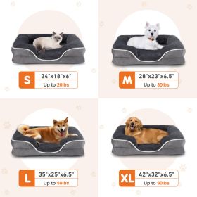 Memory Foam Pet Bed For Small Dogs & Cats With Washable Removable Cover Non-Slip Base Waterproof Liner (Option: Grey S)