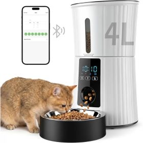 Intelligent feeder, equipped with WiFi application control function, a 4-liter capacity intelligent pet food dispenser specifically for cats and dog (Option: White)