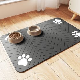 Absorbent Pet Feeding Mat 20x12 Inch, Waterproof Rubber Backing, Dark Gray Striped (Option: Size 24L x 16W)