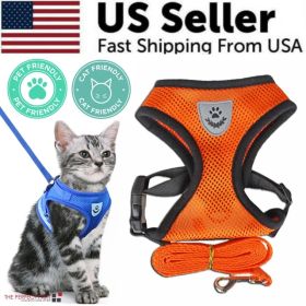 Cat Dog Pet Harness Adjustable Control Vest Dogs Reflective S M L XL Leash (Option: Orange-S)
