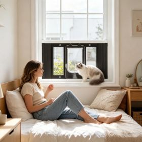 Cat Door for Window with Adjustable Length for Indoor (Option: default title)