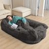 Human Dog Bed, Large Size Fits You and Pets, Washable Faux Fur Dog Bed for People Doze Off, Napping Orthopedic Dog Bed, Present Plump Pillow, Blanket